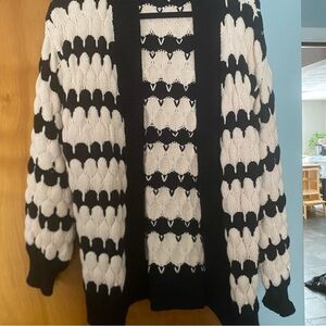 Black and Cream Patterned Women's Sweater